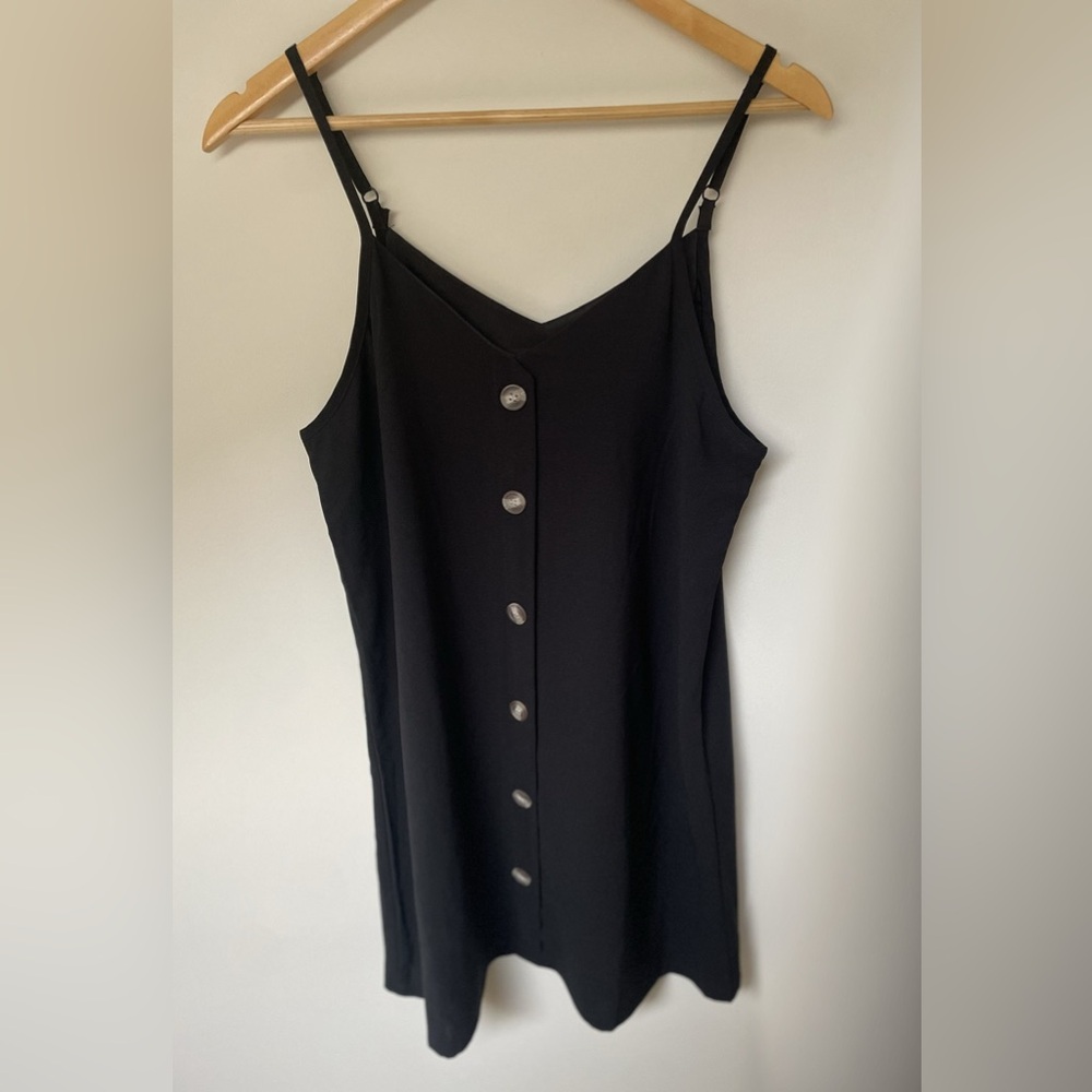 Tank Top Mini Dress. Button Decor. Black. Size Medium. EUC.